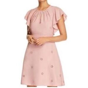 KATE SPADE Pink Floral Crepe Cutout Dress Size 4